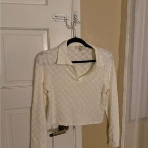 Elegant Cream Long Sleeve Women's Top